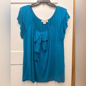 Michael Kors Teal Ruffle Top Size Large